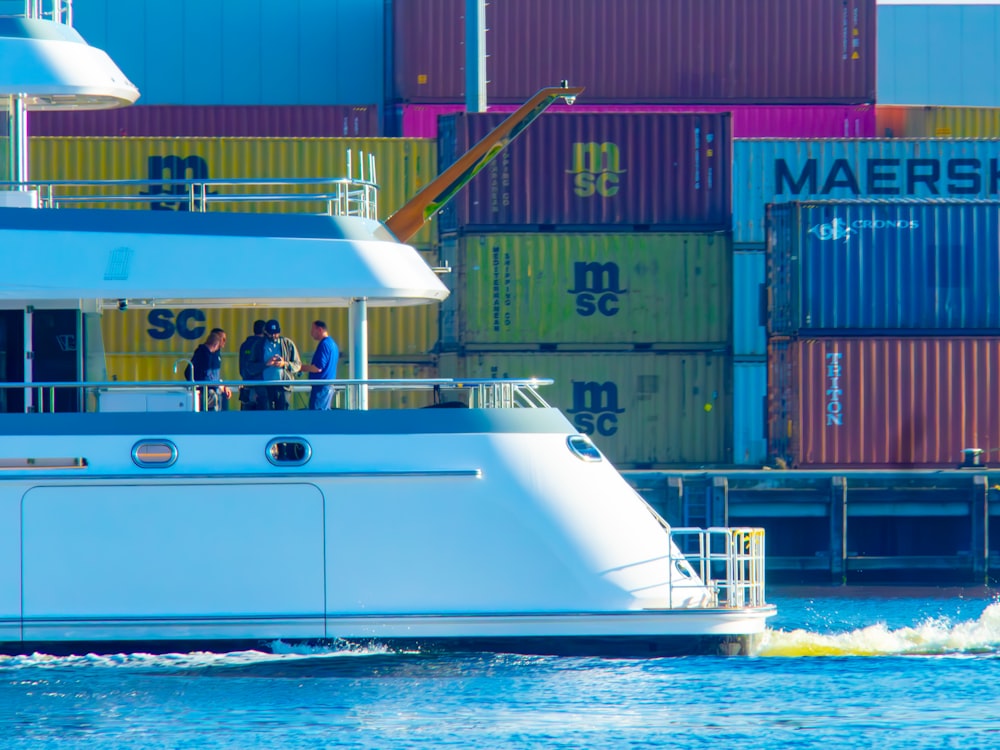 a large white boat in a body of water