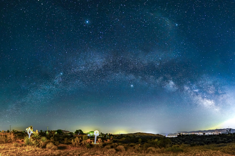 the night sky with stars and the milky