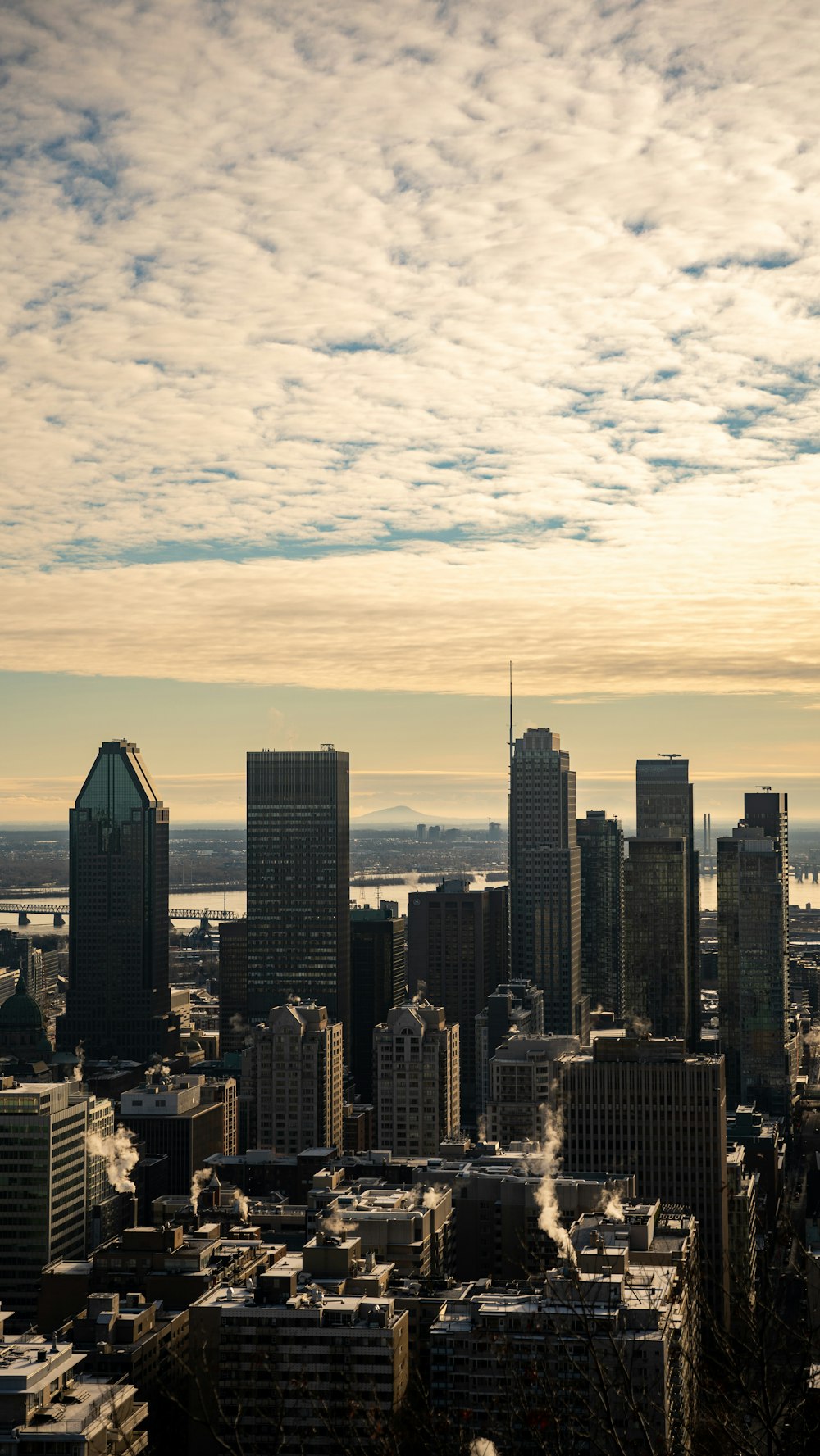 a view of a city with tall buildings