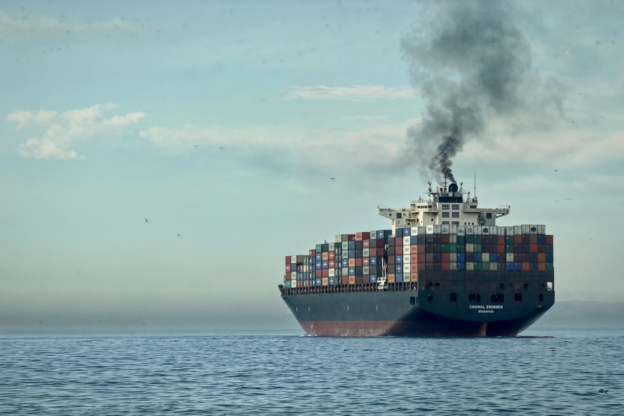 Vessel on open ocean