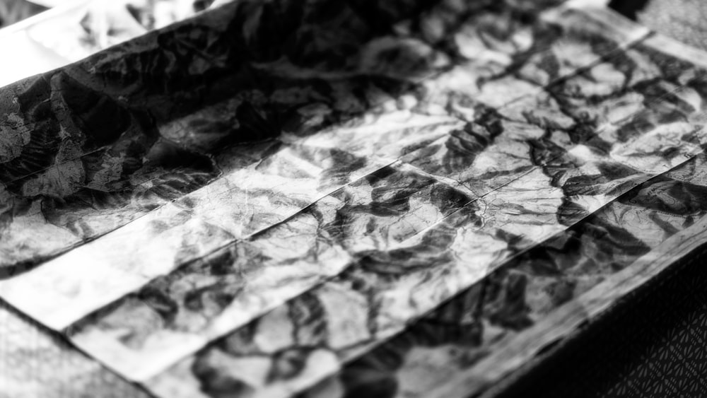 Una foto en blanco y negro de una colcha