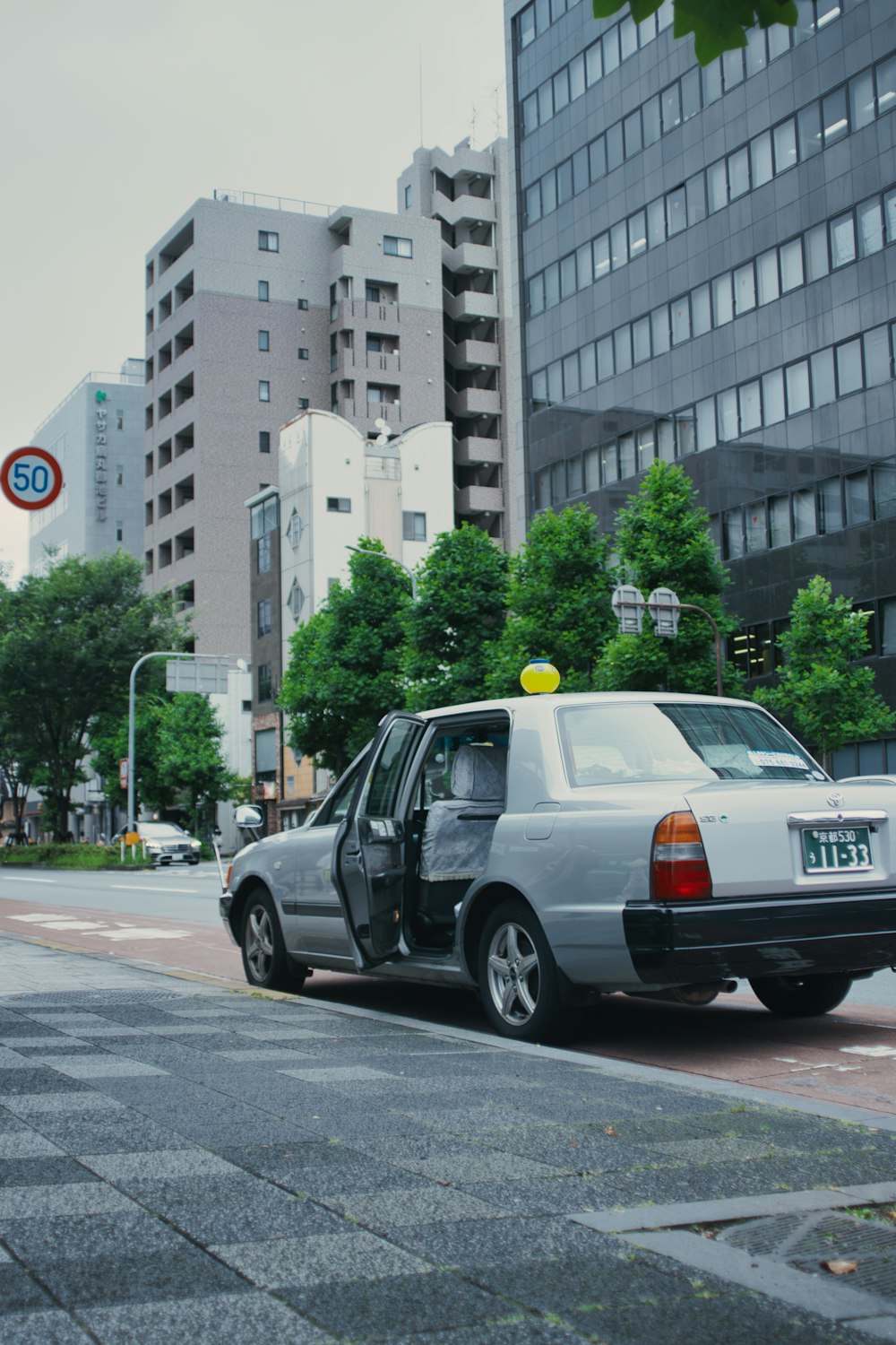 a car that is parked on the side of the road