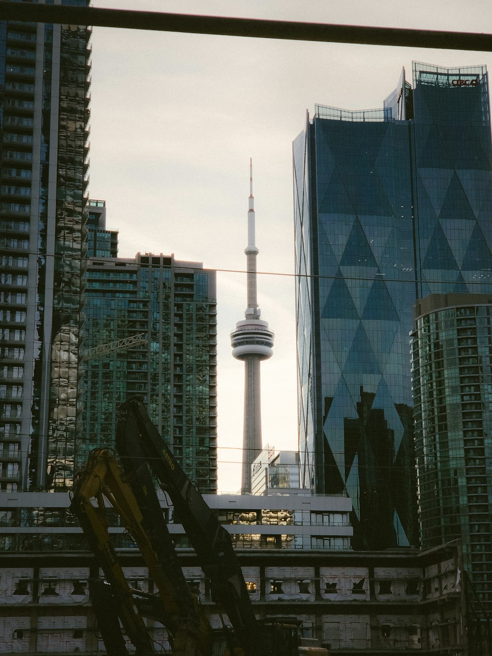 a view of a city with tall buildings