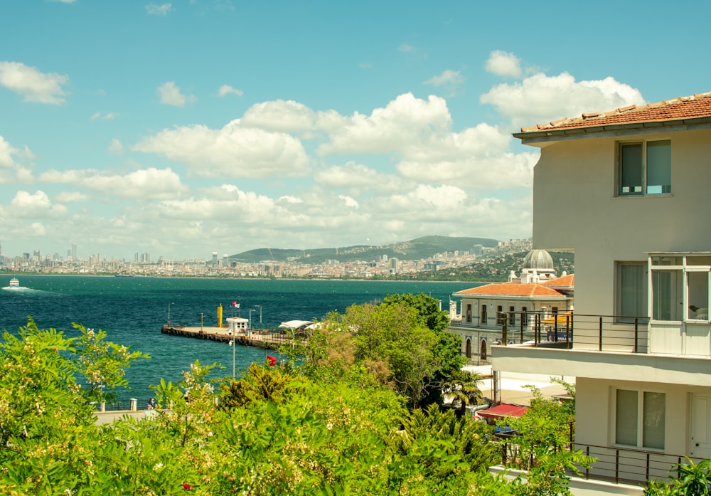 a view of a body of water from a building