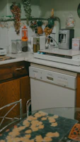 a kitchen with a stove and a microwave