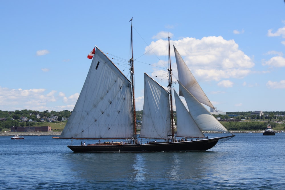 a sailboat sailing on a large body of water