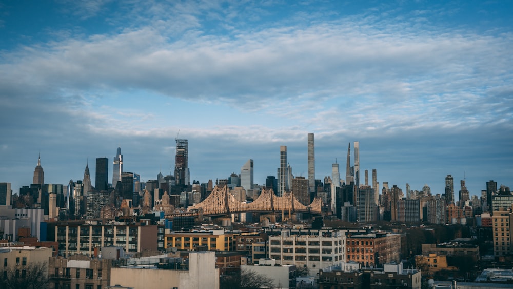 a view of a large city with tall buildings