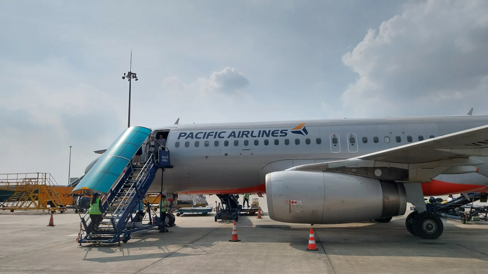 Passenger aircraft parked at Noi Bai International Airport in Hanoi, Vietnam
