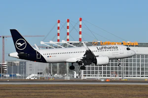 Large jetliner taking off from an airport runway