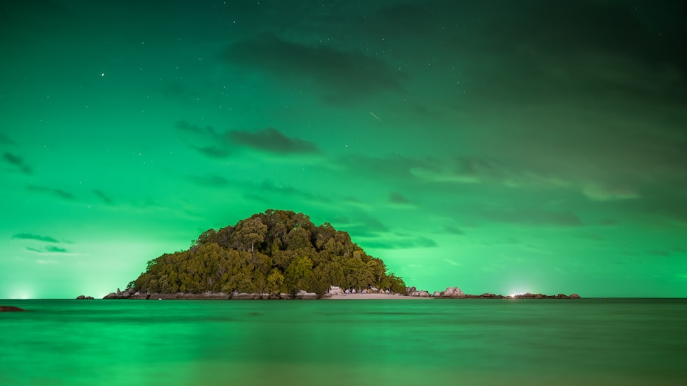 a small island in the middle of a body of water