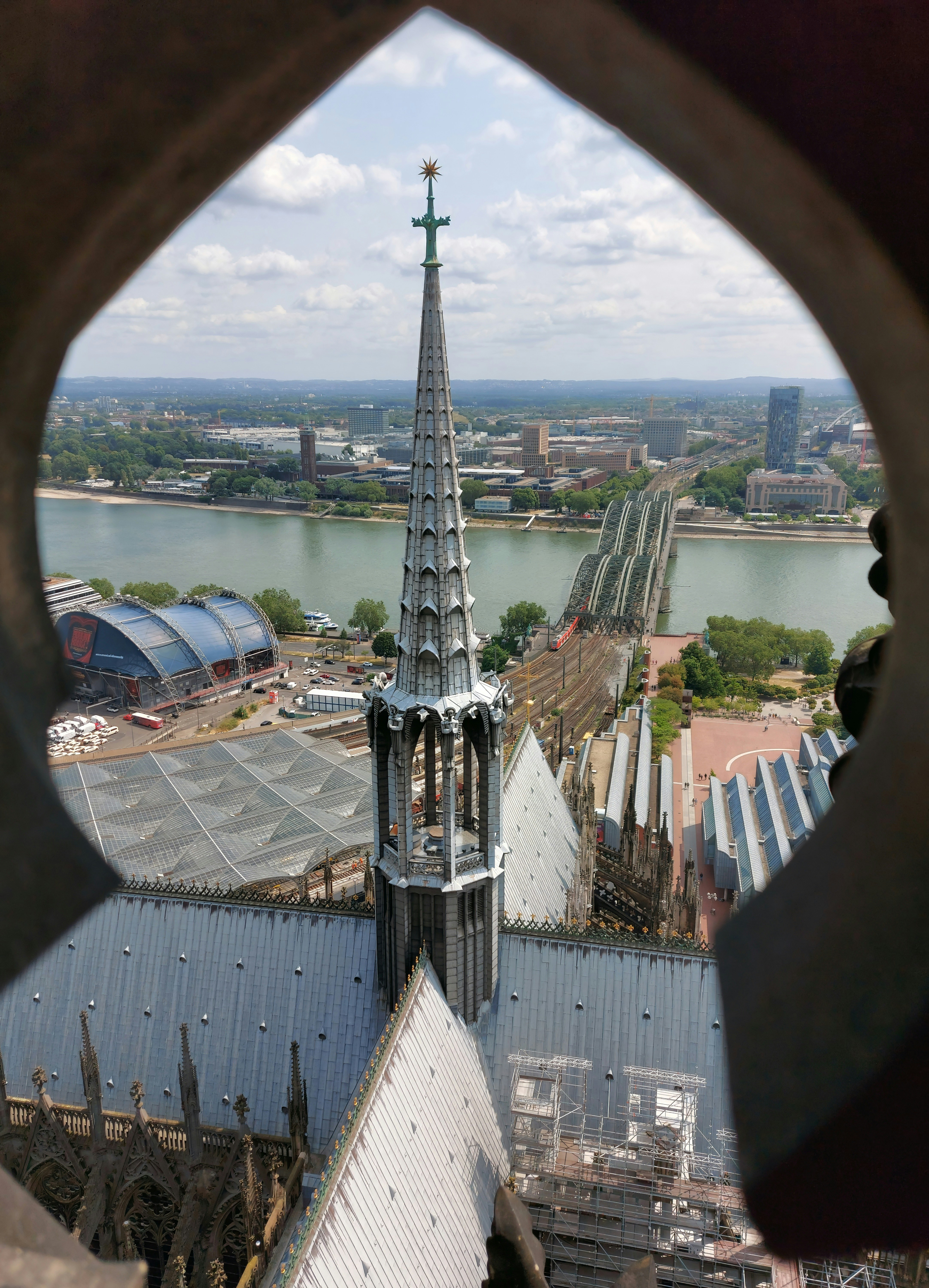 A view of a cathedral through a window