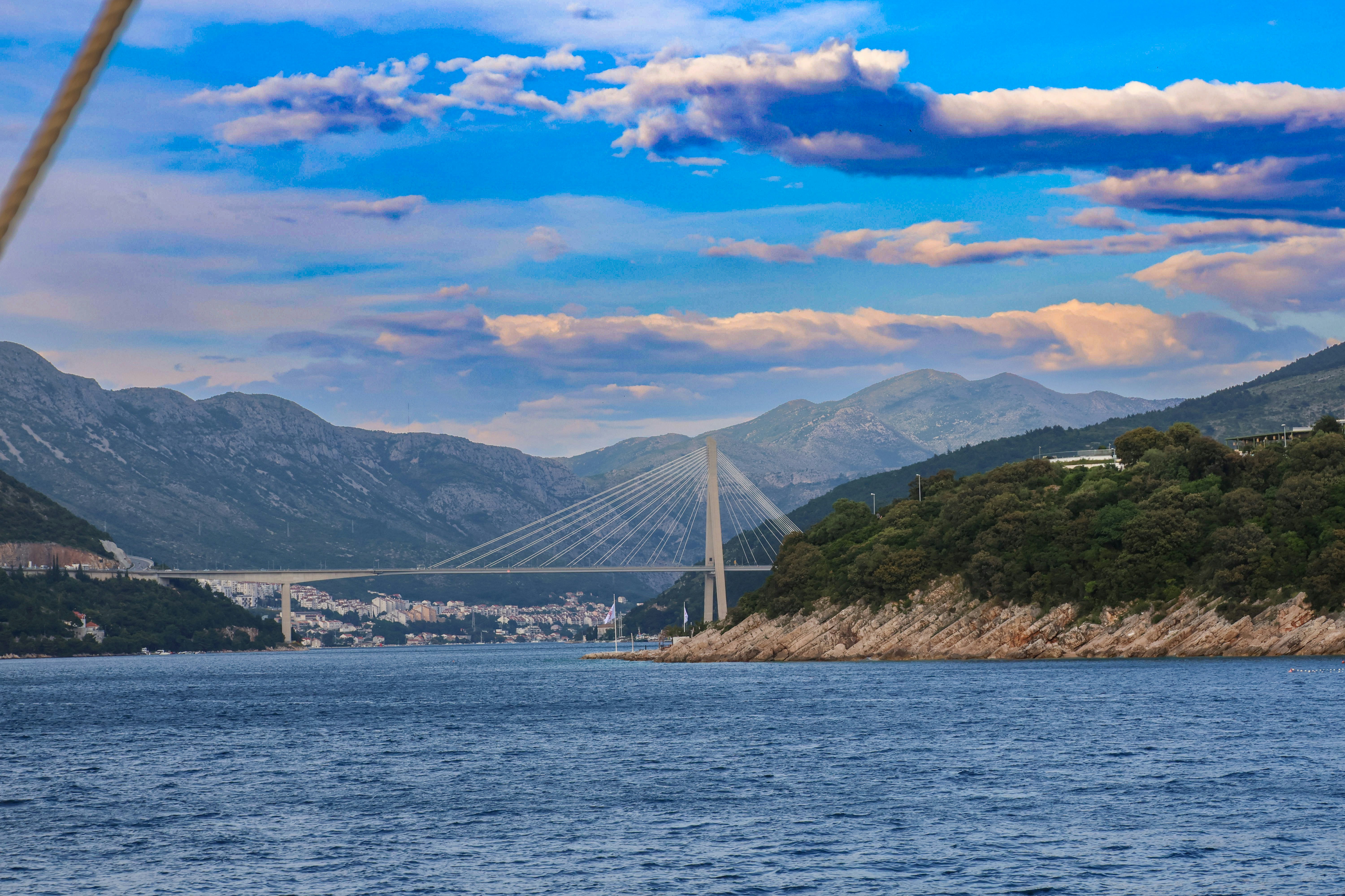 A view of a bridge over a body of water
