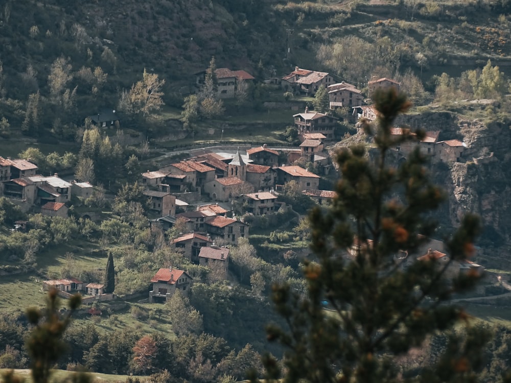 a view of a village from a distance