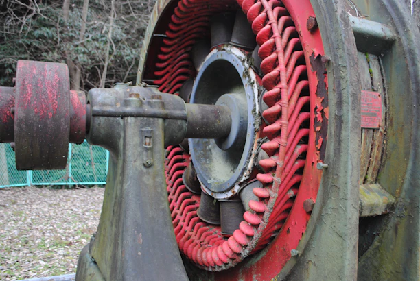 a close up of a large metal object