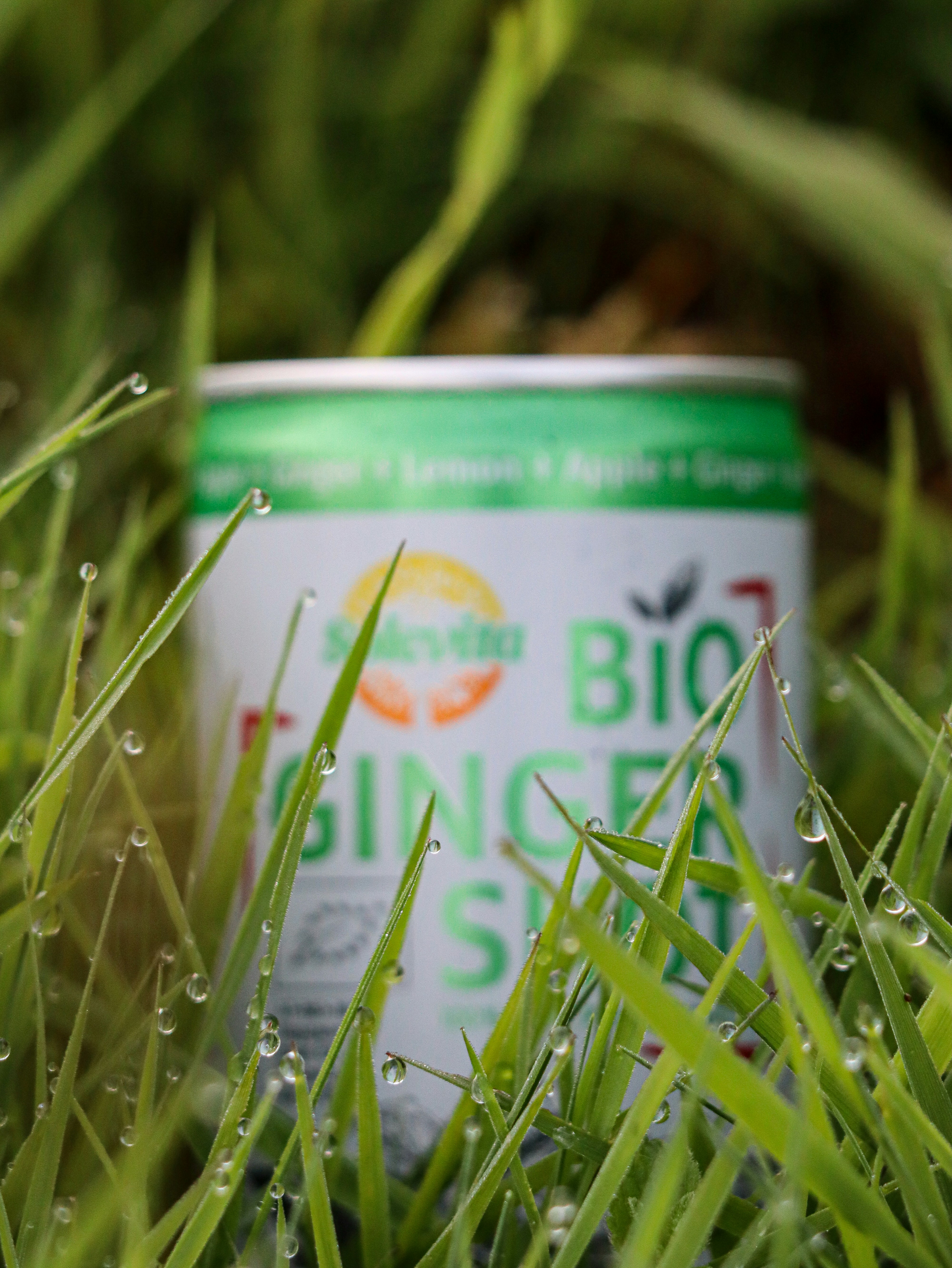 a can of beer sitting in the grass