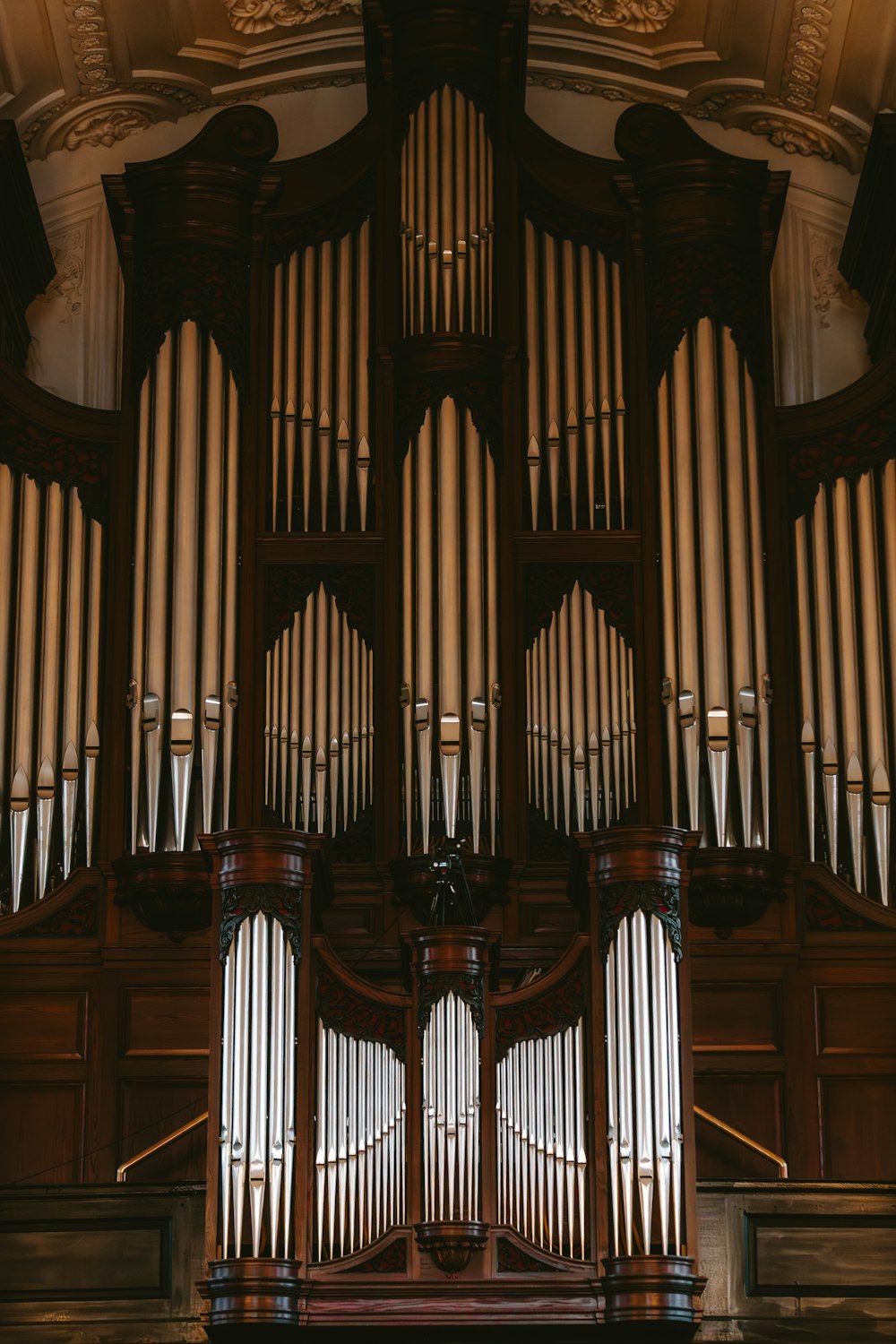a large pipe organ in a large building