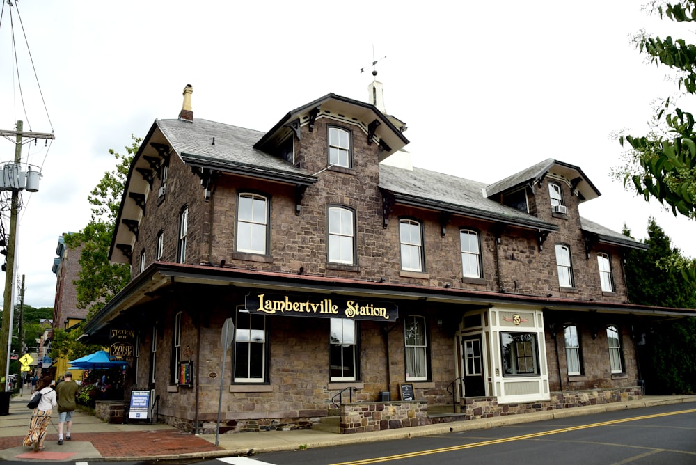 a brick building with a clock tower on top of it