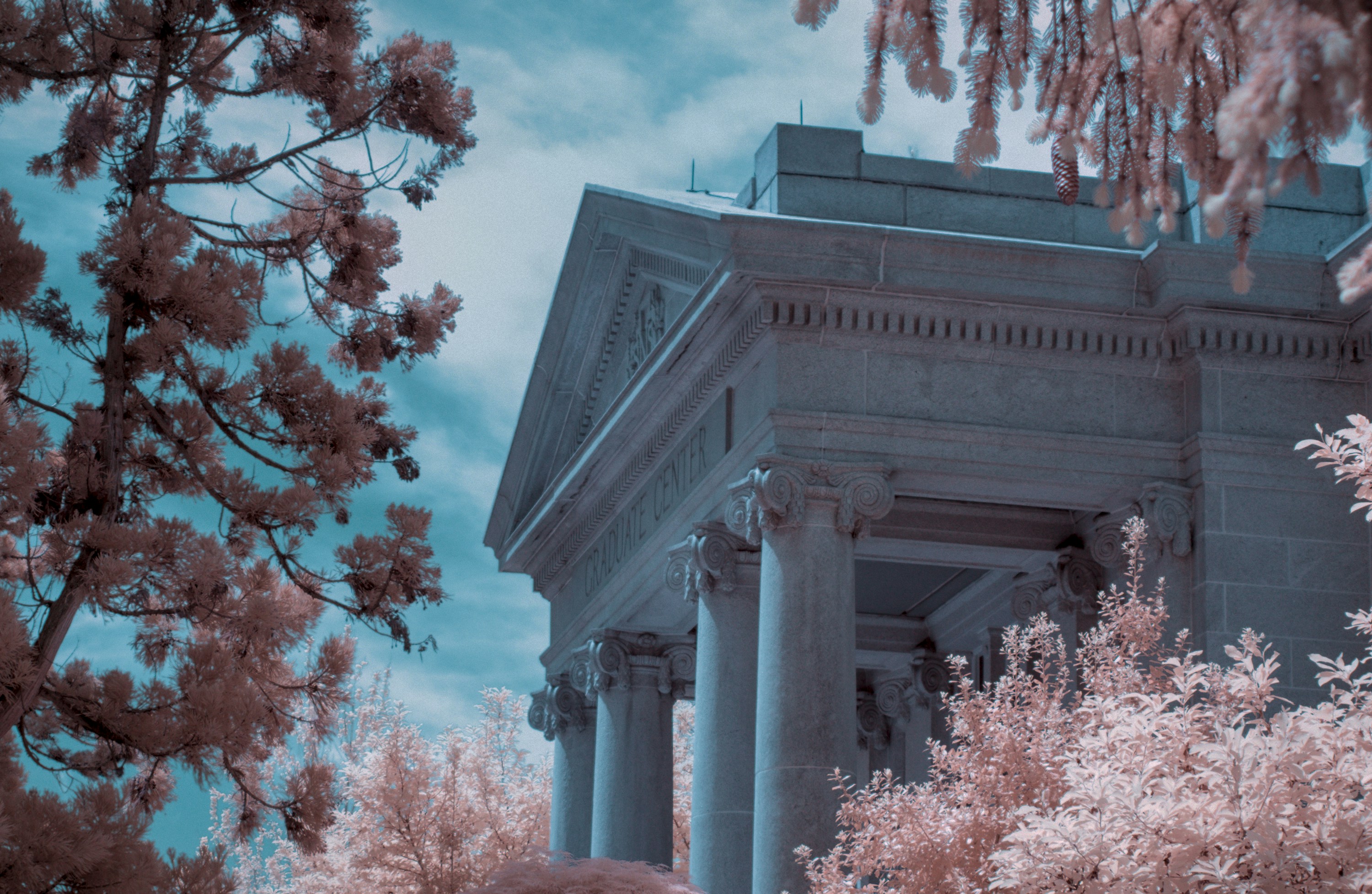 a woman standing in front of a tall building