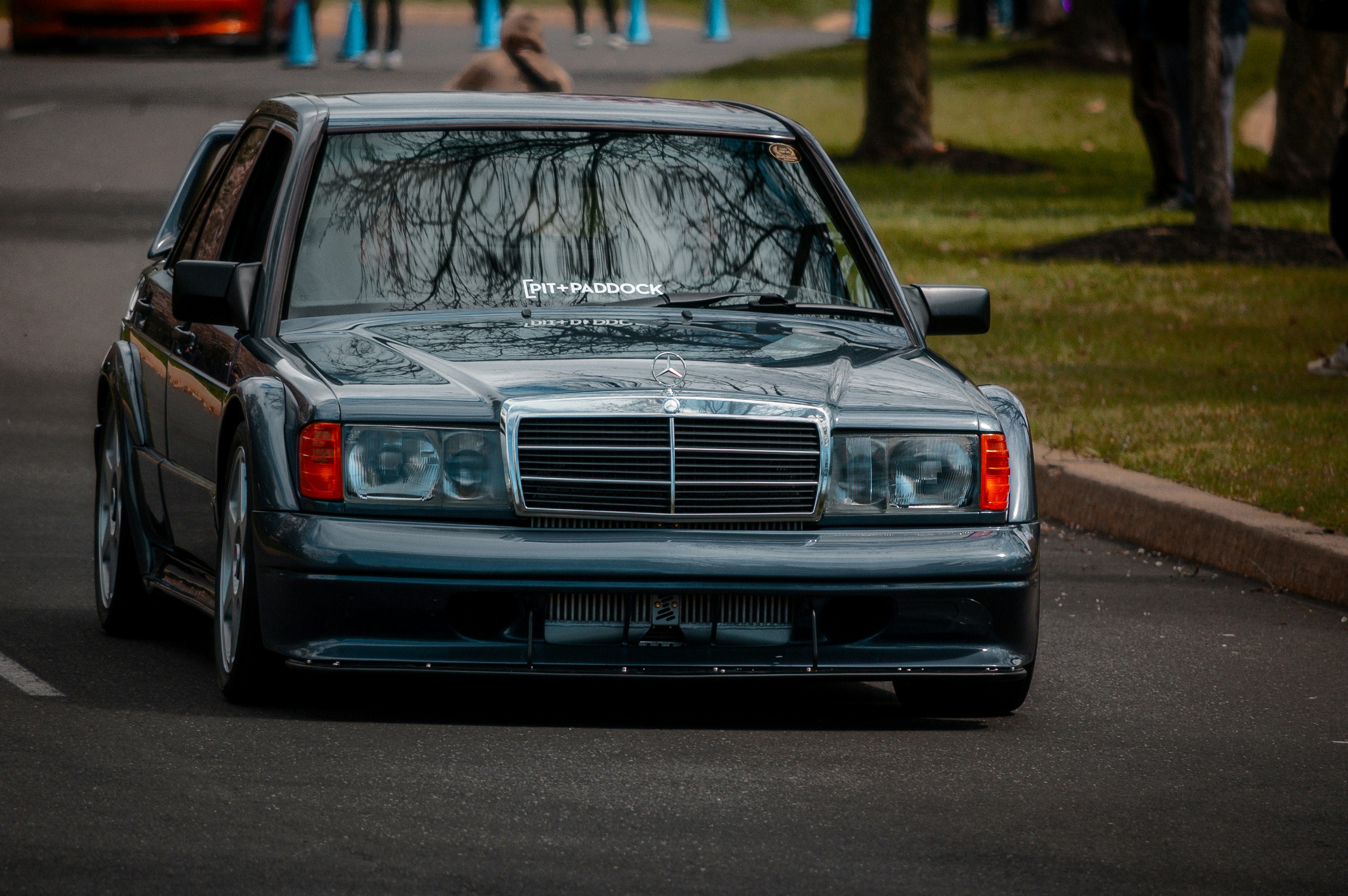 a mercedes benz parked on the side of the road