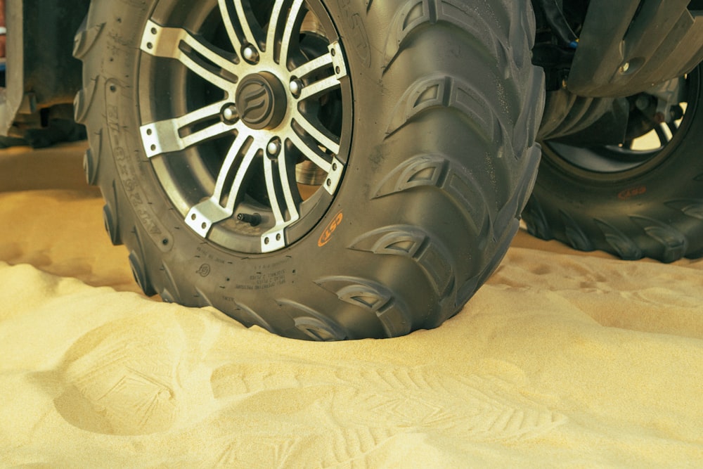 a close up of a tire on a vehicle