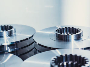 a close up of a set of metal discs