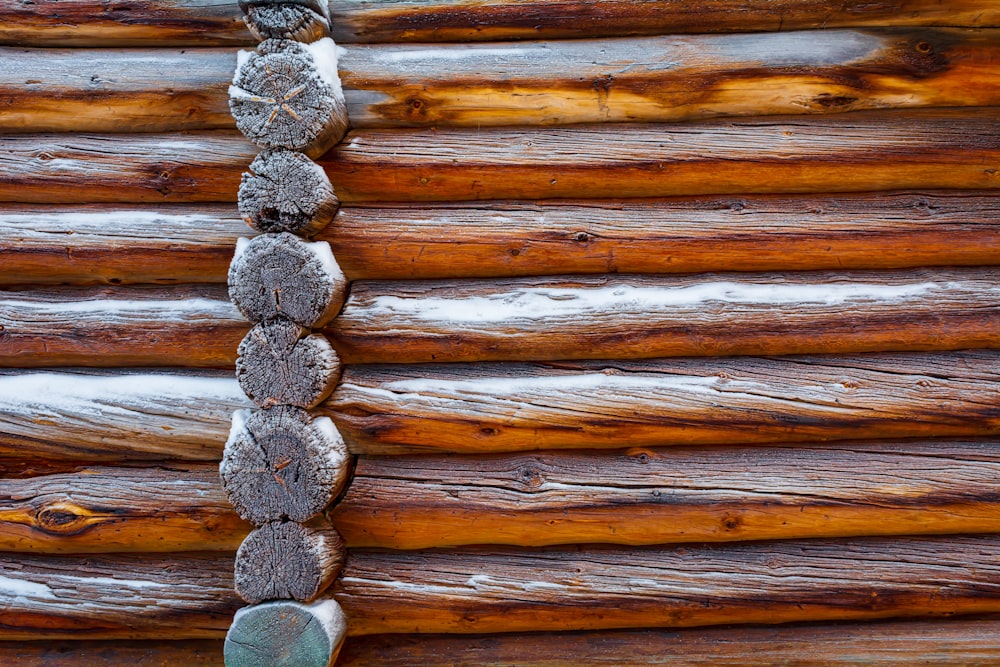 a close up of a chain of logs