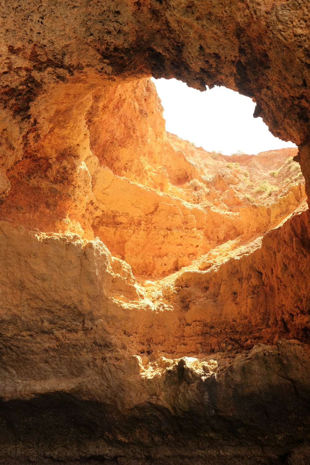 a view of the inside of a cave