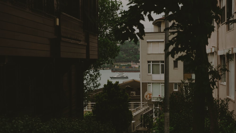 a view of a building from a distance