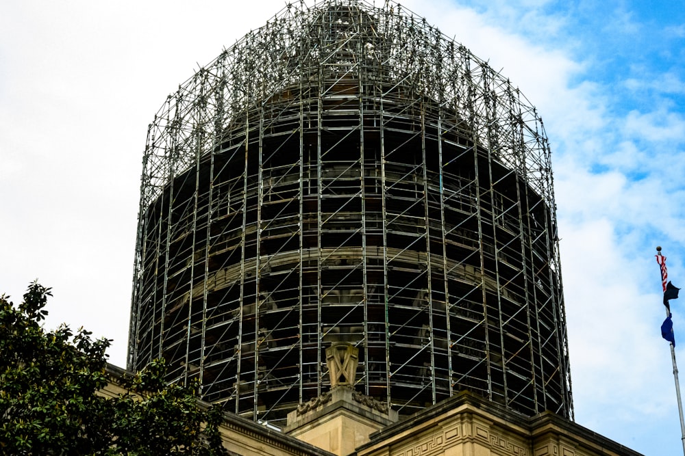 a large building with scaffolding on top of it