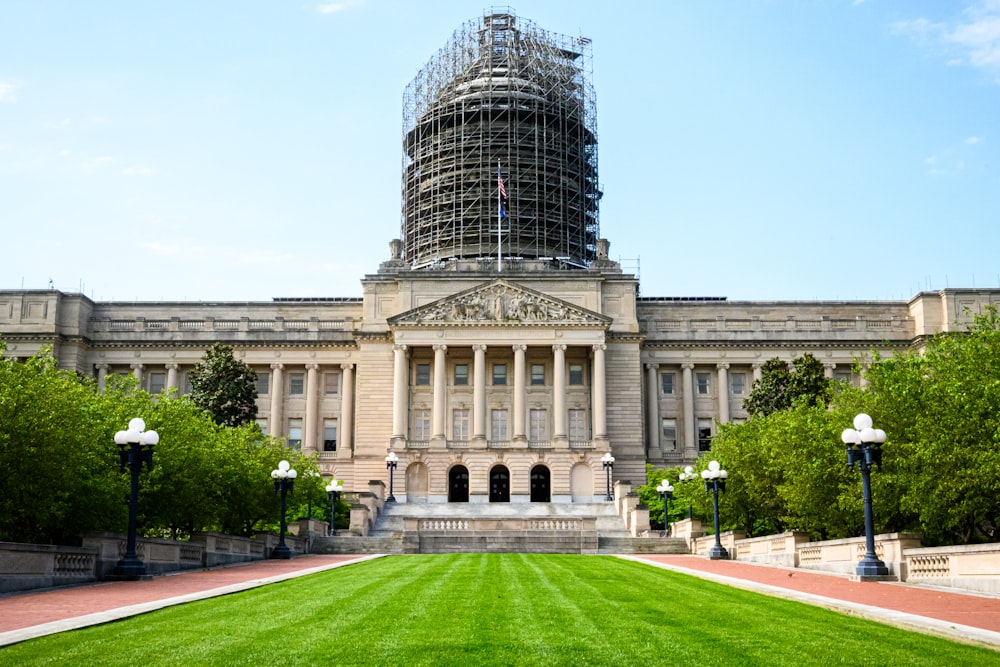 a large building with a scaffolding on top of it