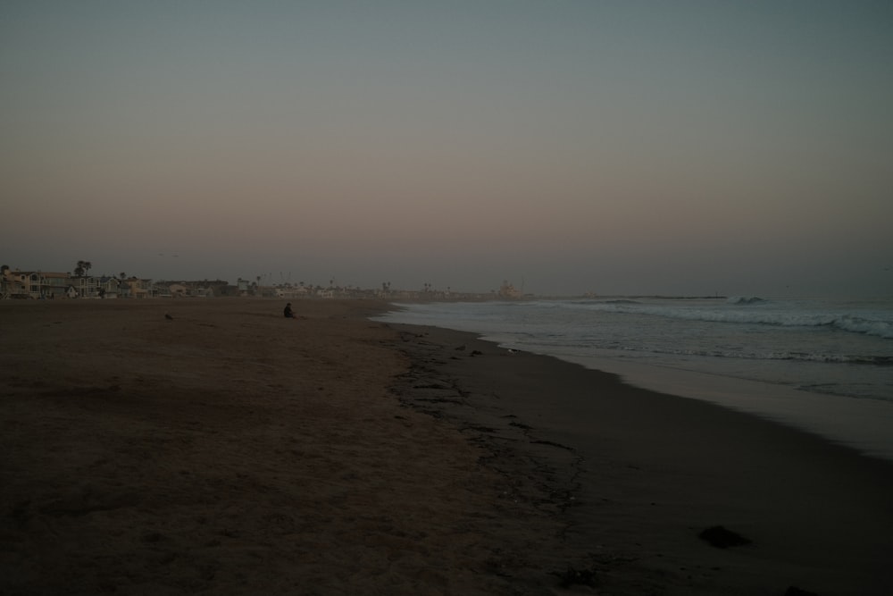 a person walking on a beach near the ocean