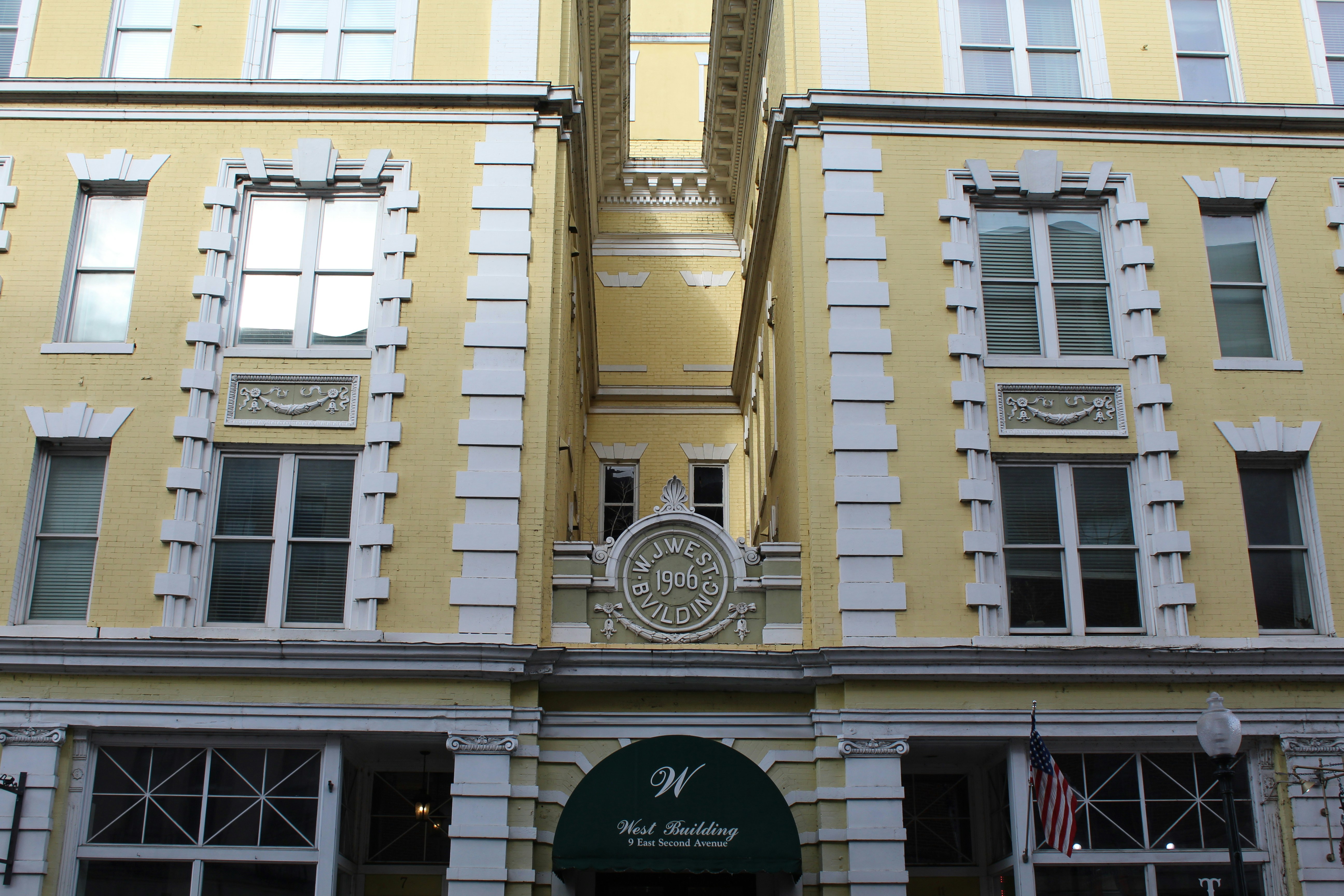 yellow building downtown