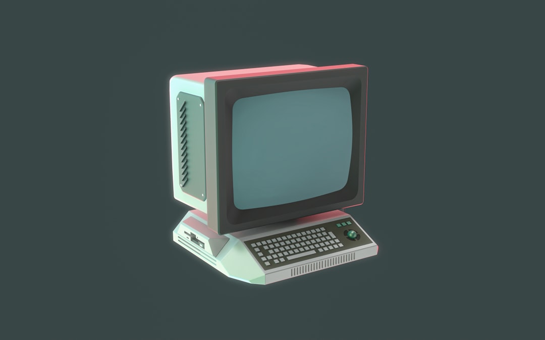 an old computer with a keyboard and mouse, Enjoy professional Rendering services !