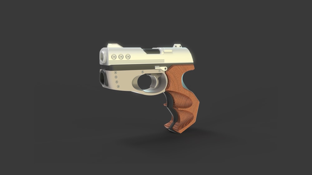 a 3d model of a gun on a black background