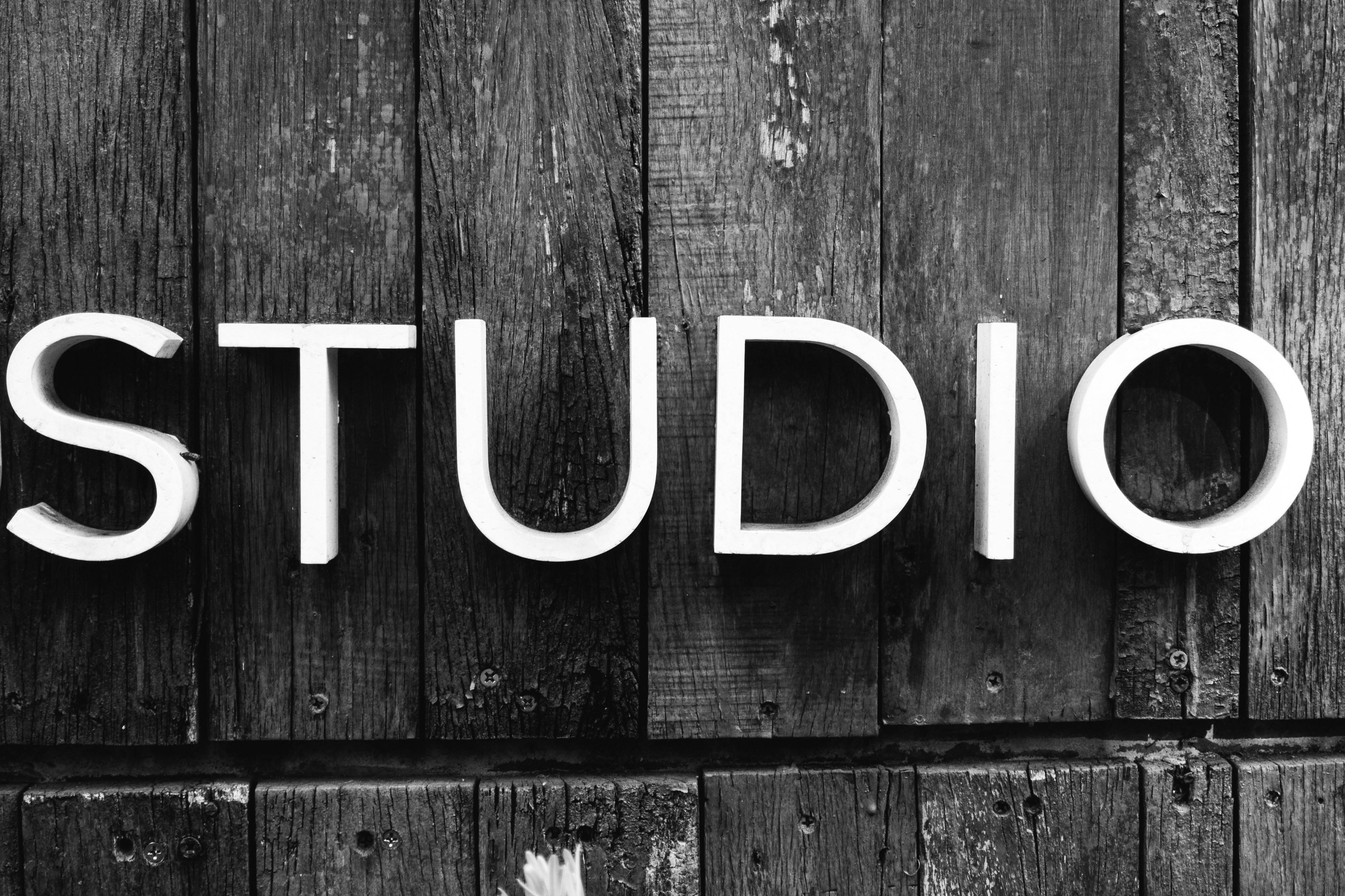 Black and white studio sign