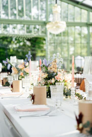 a table set up for a wedding reception