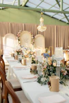 a long table is set with place settings and place settings
