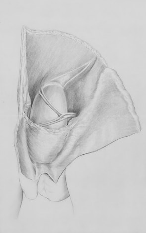a drawing of a woman's head with a hat on it