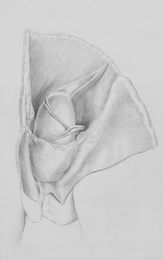 a drawing of a woman's head with a hat on it