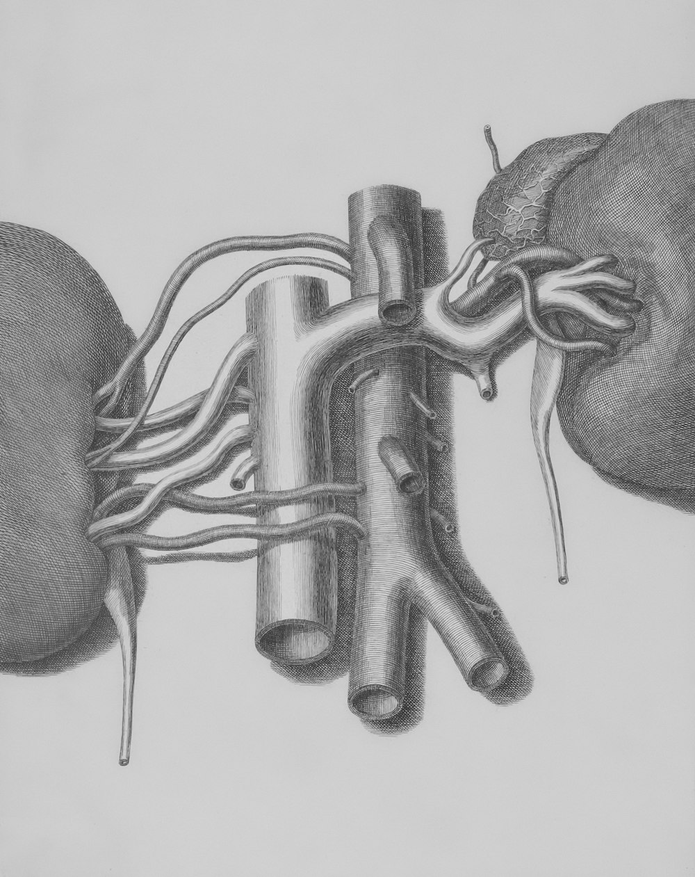 a pencil drawing of a human organ