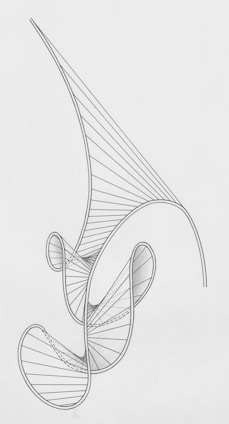 a black and white drawing of a spiral