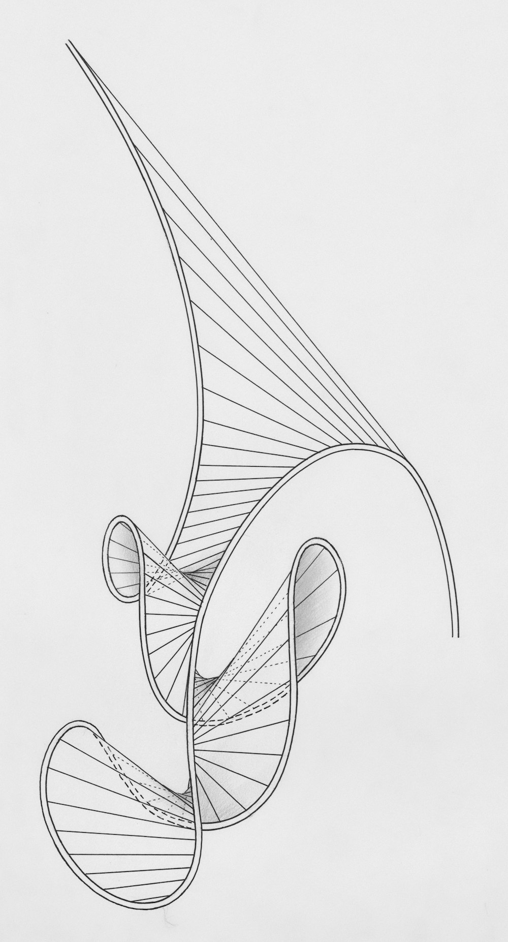a black and white drawing of a spiral