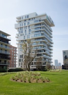 a tall building with balconies and balconies on top of it