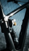 a close up of a bike with a chain on it