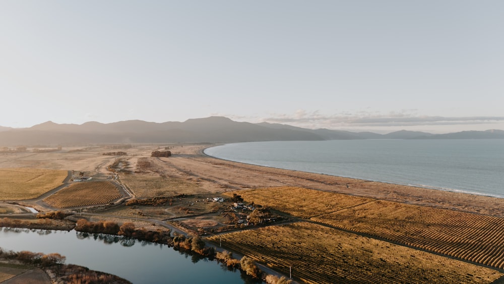 a large body of water surrounded by land