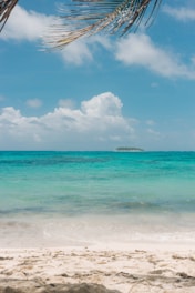 a view of the ocean from a sandy beach