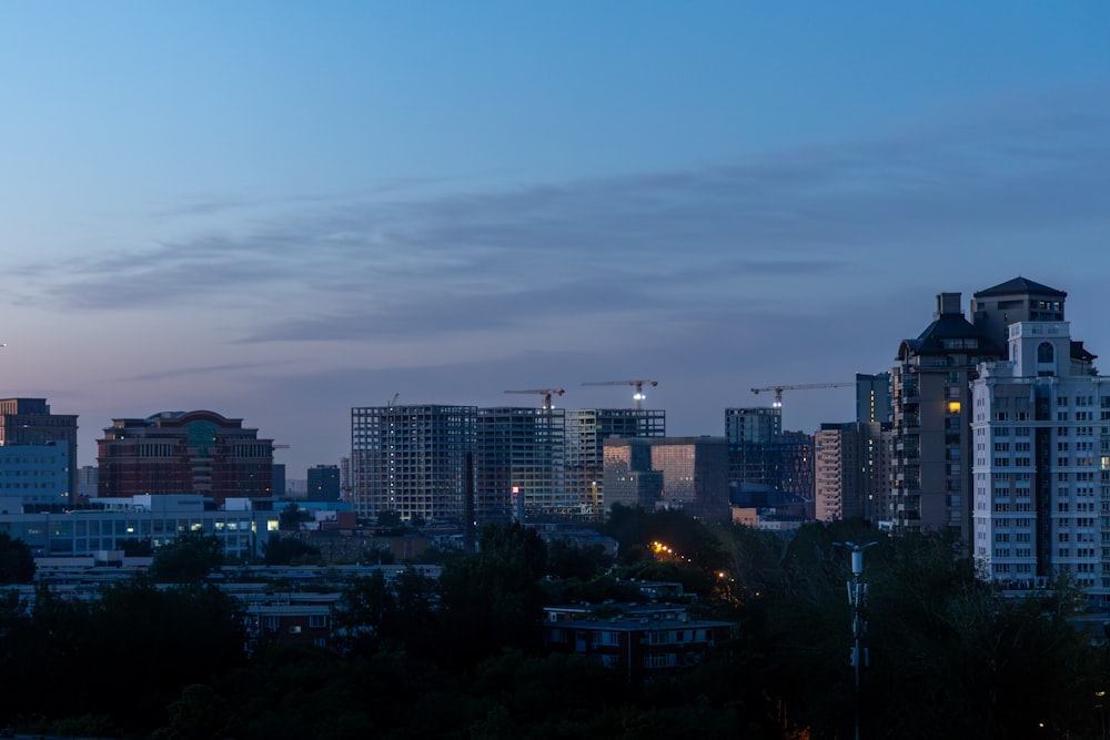 a view of a city at night from a distance