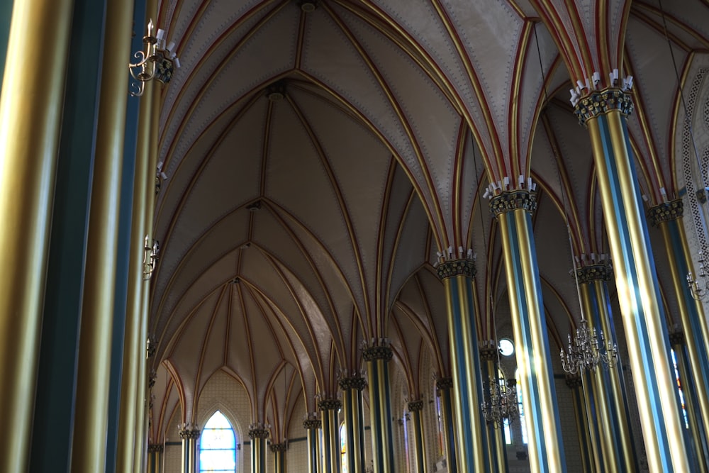 a large cathedral with high vaulted ceilings and columns
