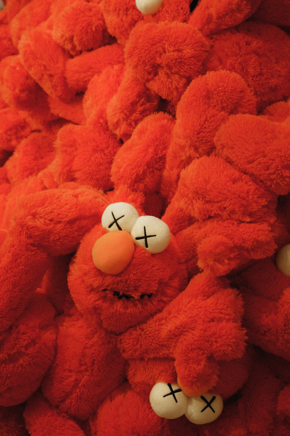 a close up of a stuffed animal with eyes
