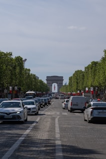 a bunch of cars that are sitting in the street